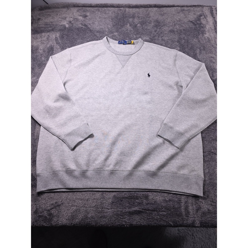 Polo Ralph Lauren Double Knit Crewneck Sweatshirt Mens 2XB Gray Logo Sweater